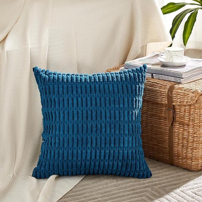 Fancy Homi 4 Packs Teal Decorative Throw Pillow Covers 20x20 Inch - Image 2