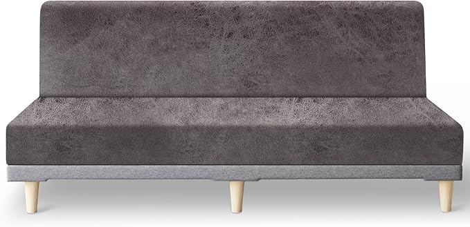 molasofa Leather Like Stretch Futon Slipcover Armless Futon Bed Sofa Cover by Molasofa