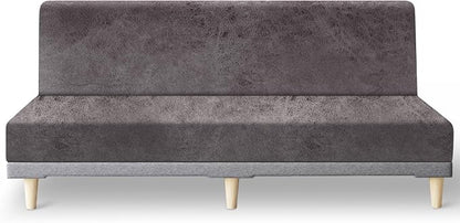 molasofa Leather Like Stretch Futon Slipcover Armless Futon Bed Sofa Cover by Molasofa