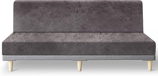 molasofa Leather Like Stretch Futon Slipcover Armless Futon Bed Sofa Cover by Molasofa