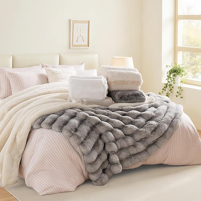 NEXHOME PRO Faux Fur Throw Blanket, Ultra Soft Cozy Warm Fuzzy Fluffy Plush - Image 6