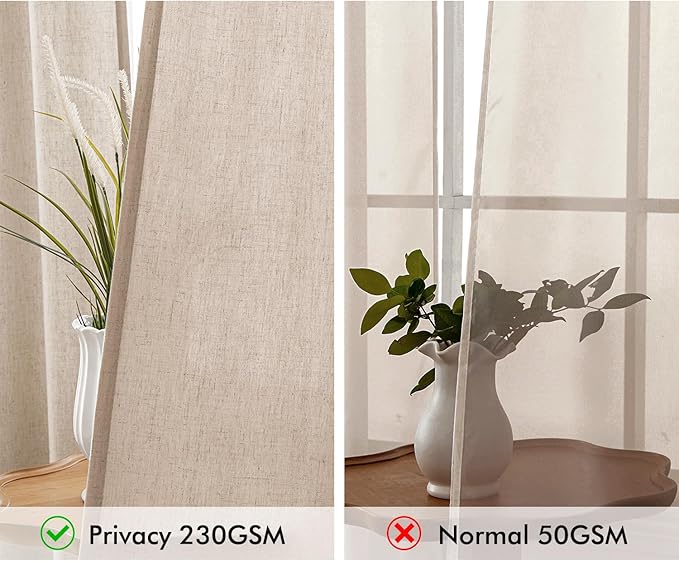 MIULEE Non-See-Through Privacy Linen Curtains 2 Panels, Light Filtering Window - Image 4