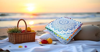 CRAFT KALA 18" Square Large Hippie Mandala Meditation Floor Ottoman Pillow - Image 3