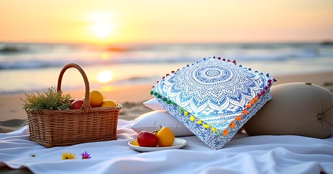 CRAFT KALA 16" Square Large Hippie Mandala Meditation Floor Ottoman Pillow - Image 2