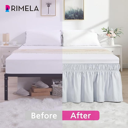 RIMELA Ice Grey Bed Skirt King Size 15 Inch Drop, Elastic Bed Skirting - Image 4