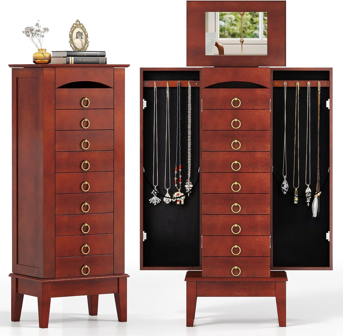 giantex standing jewelry cabinet with 9 drawers, flip, main product view