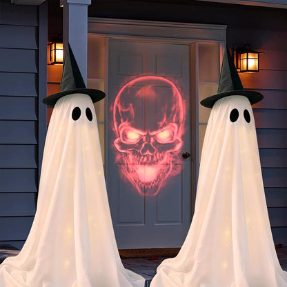 DAZONGE 2-Pack Halloween Ghost Decorations Outdoor with Remote Lights
