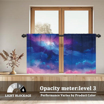 Renaiss 26 x 24 Inch Universe Galaxy Small Window Tier Curtains Outer Space - Image 3