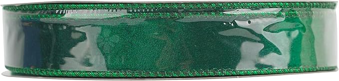 MEEDEE Dark Green Velvet 1 inch Thin Hunter Green Wired Ribbon 25 Yards Spool - Image 9