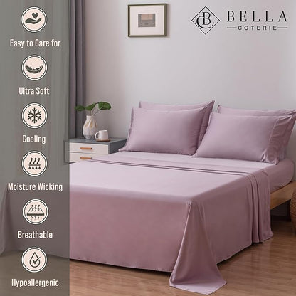 Bella Coterie 6 Piece Luxury Bamboo Viscose Split Top King Size Sheet Set | 34" - Image 3