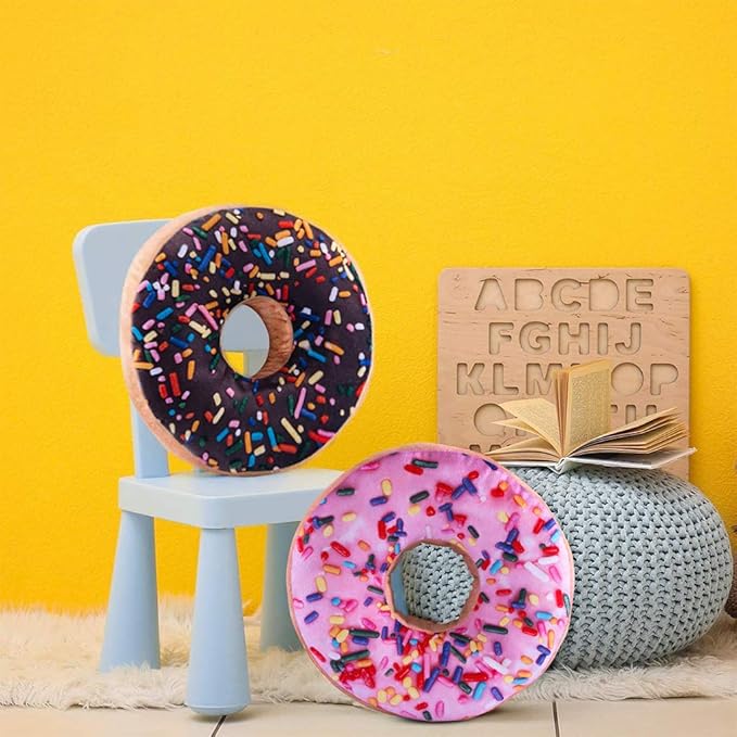 HYSEAS Round Throw Pillow 14 Inch Pink Donut, 3D Digital Print Decorative - Image 4