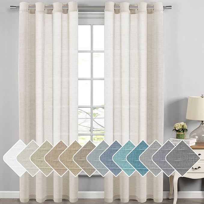 H.VERSAILTEX Linen Curtains Flax Linen Blended Curtain Panels by HVERSAILTEX