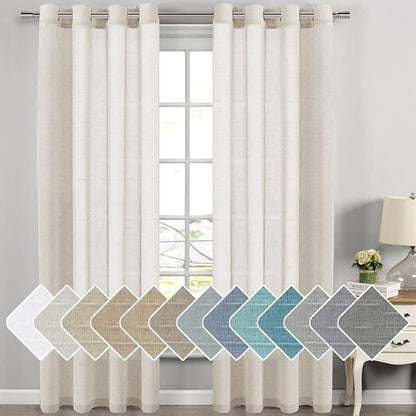H.VERSAILTEX Linen Curtains Flax Linen Blended Curtain Panels by HVERSAILTEX