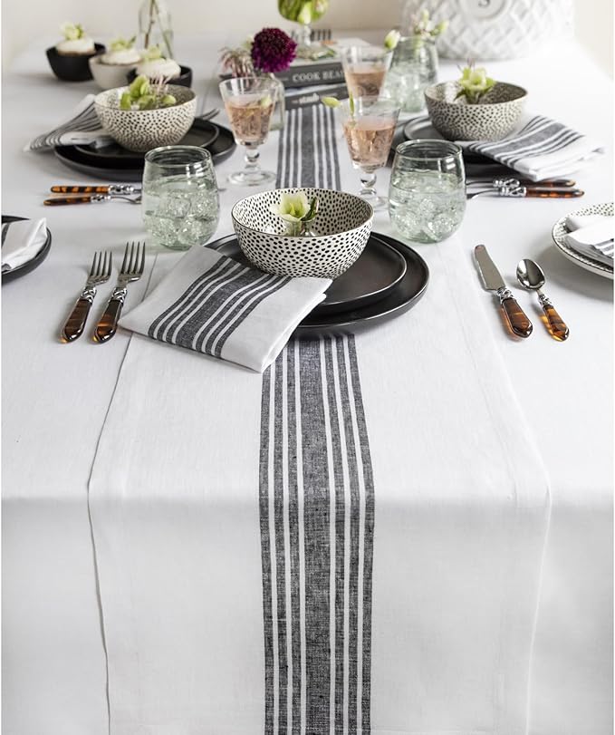 Solino Home Stripe Linen Table Runner 36 Inches by SolinoHome