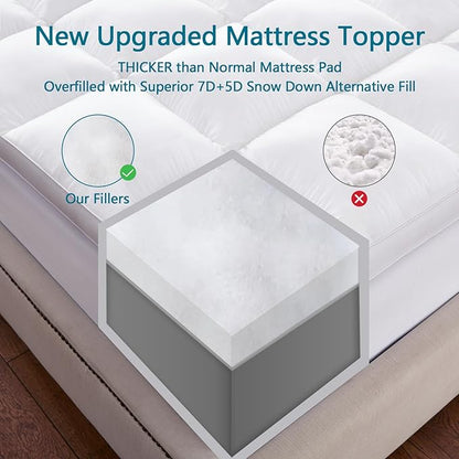 CHOKIT King Mattress Topper, Extra Thick Pillow Top Mattress Pad - Image 5