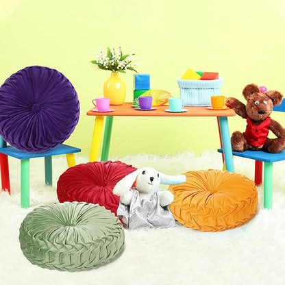 Yerliker 6 Pcs Floor Pillow Cushions 15inch Round Velvet Throw Pillows Colorful - Image 7