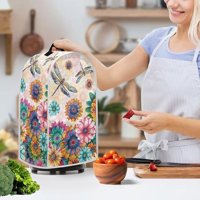 Boho Mandala Floral Blender Cover Washable Kitchen Toaster Cover Dragonfly - Image 2