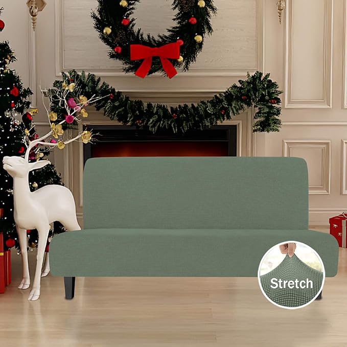 Easy-Going Stretch Futon Slipcover Armless Futon Bed Cover Furniture Protector - Image 2