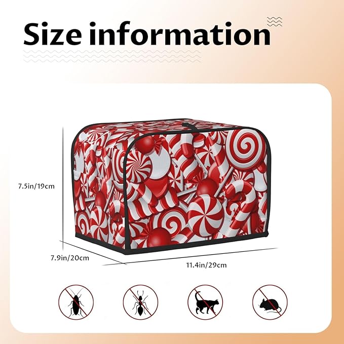 Red And White Christmas Candy Canes 2 Slice Toaster Cover, Waterproof Toaster - Image 6