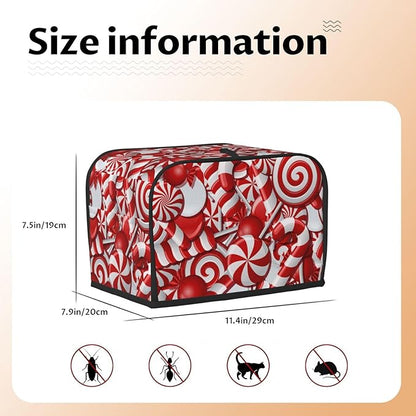 Red And White Christmas Candy Canes 2 Slice Toaster Cover, Waterproof Toaster - Image 6