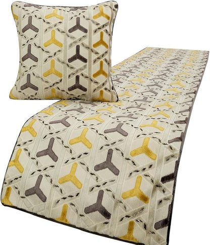 The HomeCentric King/Queen/Twin Grey & Yellow Designer Full 68"x18" Bed Runner by TheHomeCentric