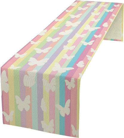 Rainbow Butterfly Kids Girl Table Runner by ShiTingYu