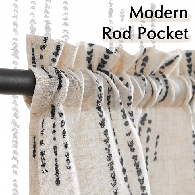 jinchan Boho Kitchen Curtains Linen Tier Curtains Bohemian Cafe Small Drapes - Image 7
