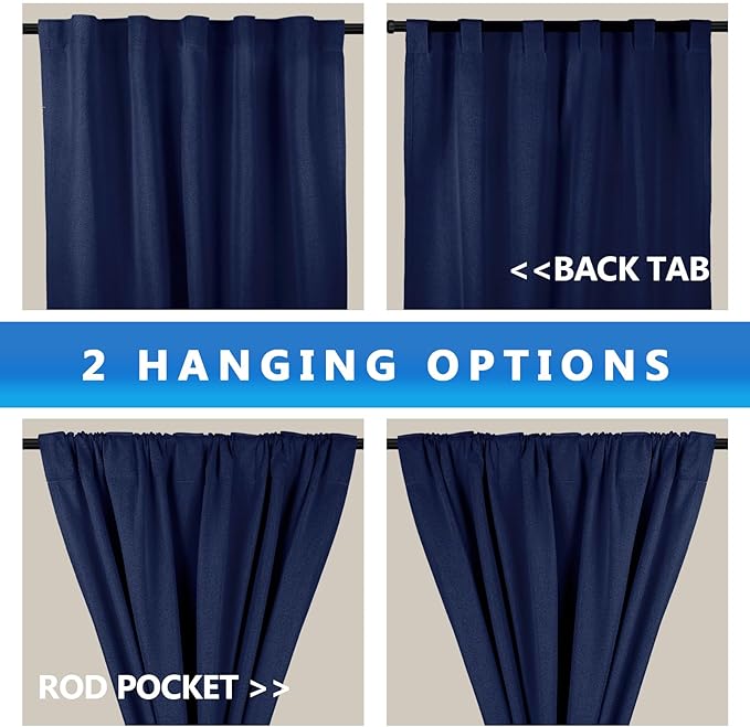 Linen 100% Blackout Curtains for Bedroom, Back Tab/Rod Pocket Curtain for - Image 4