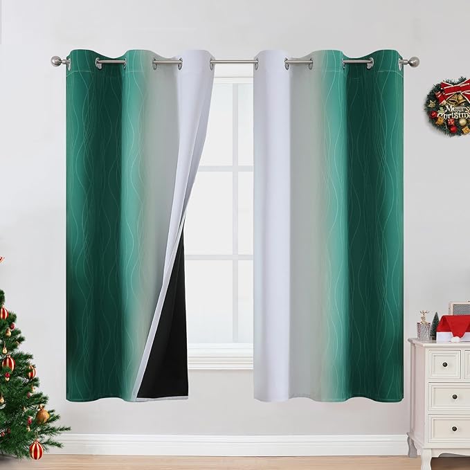 Estelar Textiler Ombre Greyish White and Green Blackout Curtains & Drapes by ESTELARTEXTILER