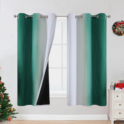 Estelar Textiler Ombre Greyish White and Green Blackout Curtains & Drapes by ESTELARTEXTILER