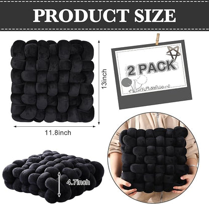Wenqik 2 Pcs Knot Pillows Square Knotted Plush Throws Soft Accent Pillows - Image 2