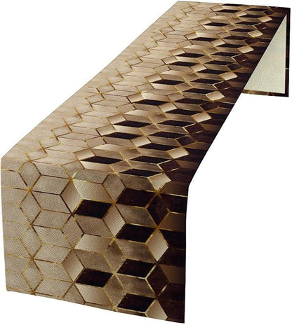 Geometric Marble Table Runner, 13x70 Inch by ShiTingYu