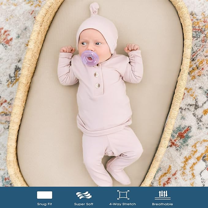 GRSSDER Stretchy Ultra Soft Fitted Bassinet Sheet 2 Pack, Universal Fit - Image 3