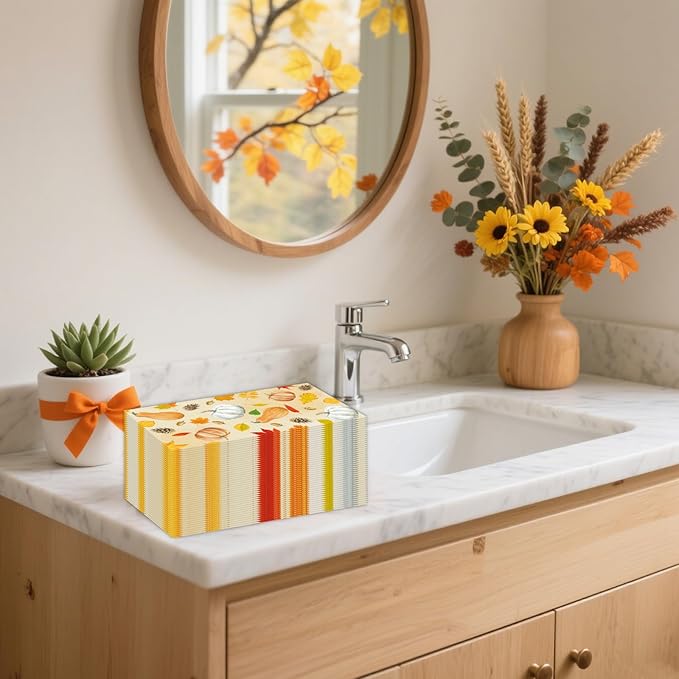 100 PCS Fall Paper Napkins 3-Ply, Disposable Pumpkin Maple Leaves Bathroom - Image 4