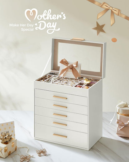 songmics jewelry box organizer, 6-layer storage with 5, close-up detail