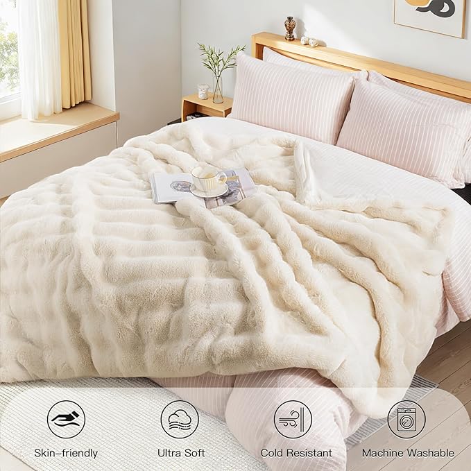 NEXHOME PRO Faux Fur Throw Blanket, Ultra Soft Cozy Warm Fuzzy Fluffy Plush - Image 7
