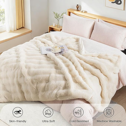 NEXHOME PRO Faux Fur Throw Blanket, Ultra Soft Cozy Warm Fuzzy Fluffy Plush - Image 7