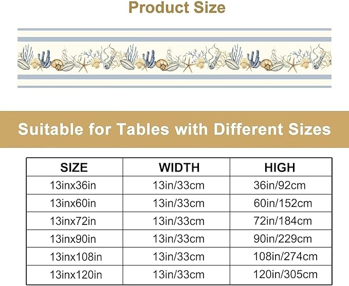 Sea Shell Starfish Table Runner Seasonal Spring Summer Tropical Ocean Table - Image 4