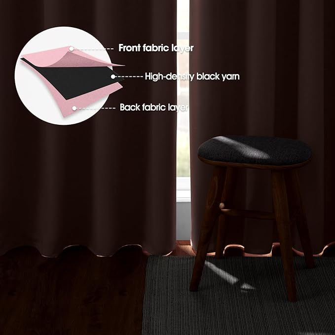 HOMEIDEAS Baby Pink Blackout Curtains - Image 3