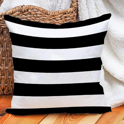 Leaveland White and Black Stripe Set of 2 16x16 Inch Cotton Polyester Square - Image 9