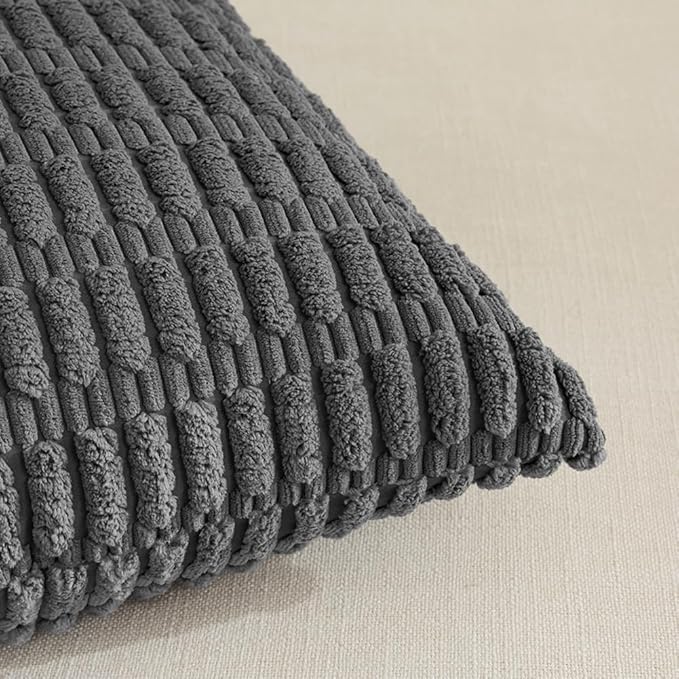 Fancy Homi 4 Packs Dark Grey Decorative Throw Pillow Covers 18x18 Inch - Image 4