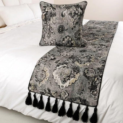 The HomeCentric Luxury Black & Grey Queen 74 x 18 inch Bed Runner - Image 4