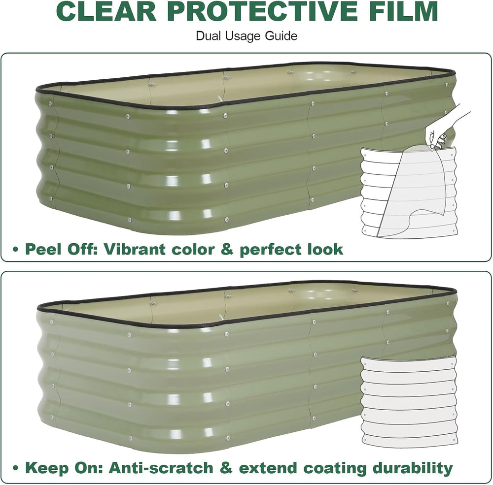 3 in 1 Galvanized Raised Garden Bed, 4x2x1ft, 2Pack, Green
