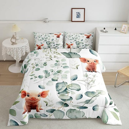 Erosebridal Kawaii Pig Queen Comforter Set - Image 2