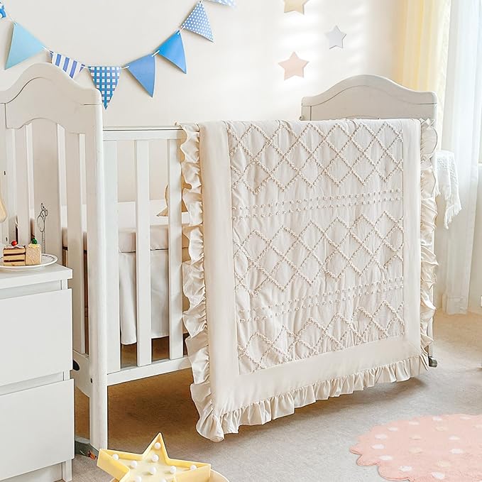 Wowelife Crib Bedding Set for Girls, Ruffle Baby Crib Bedding Set Nursery - Image 7