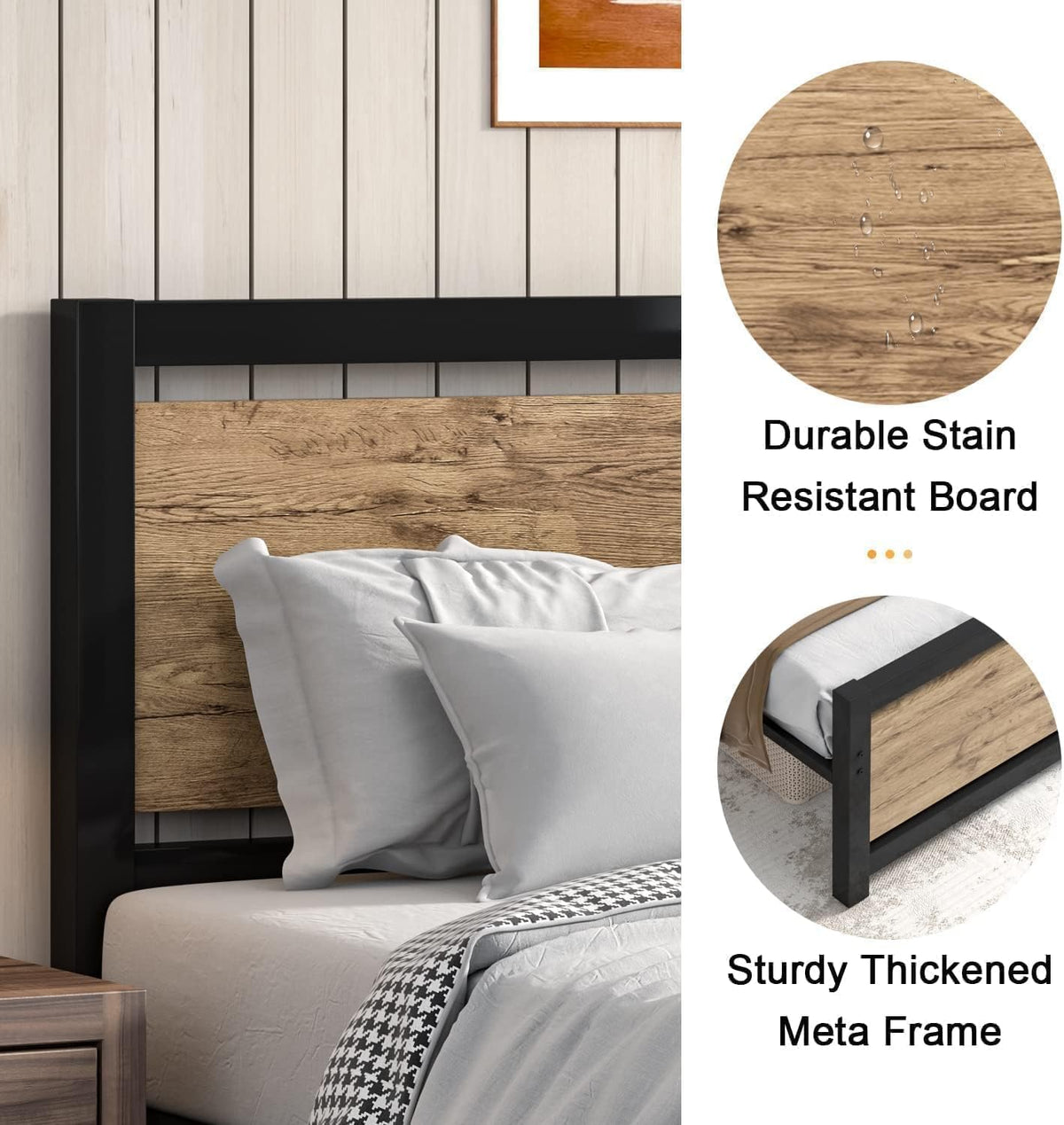 catrimown full bed frame with headboard, under-bed storage, close-up detail
