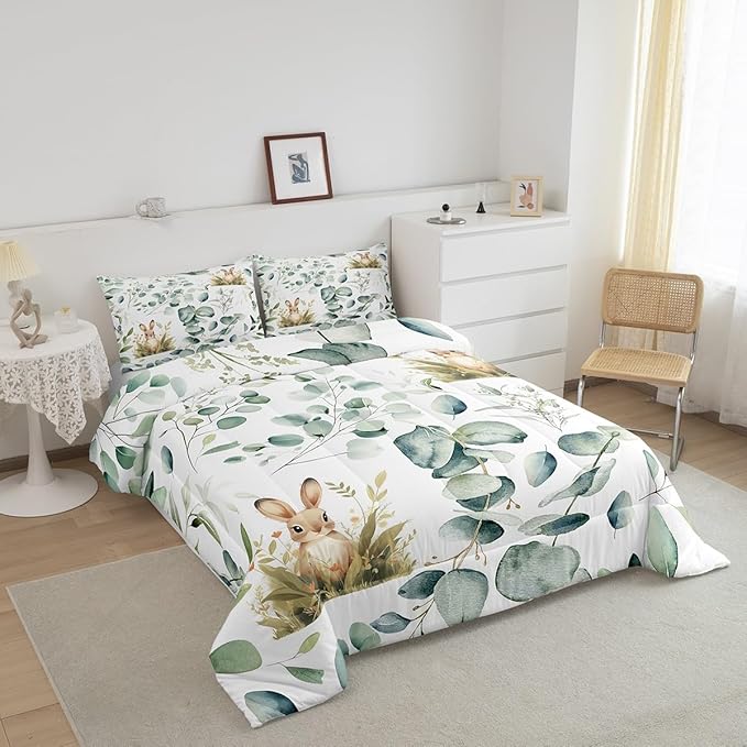 Erosebridal Girls Kawaii Animal Full Bedding Sets Cute Rabbit Comforter Set - Image 3