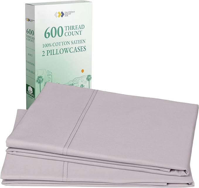 Luxuriously Soft Hotel Quality 600 Thread Count, 100% Cotton Set of 2 Cases by CaliforniaDesignDen