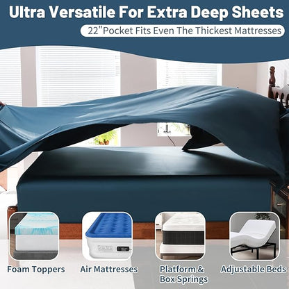 Extra Deep Pocket Queen Sheets 18-24 Inch 100% Egyptian Cotton 1000 Thread - Image 4