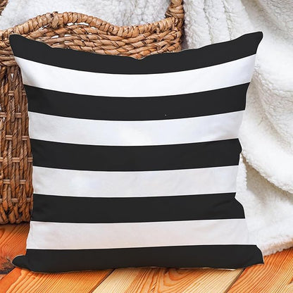 Leaveland Dark Grey and White Stripe Set of 2 16x16 Inch Throw Pillow Cover - Image 8